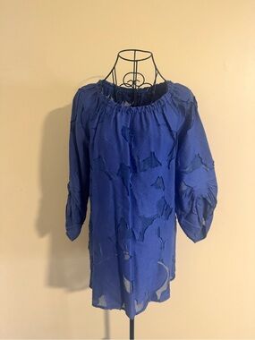 Doncaster Collection 3/4 Sleeve Blue Scoop Neck Tunic Top 6